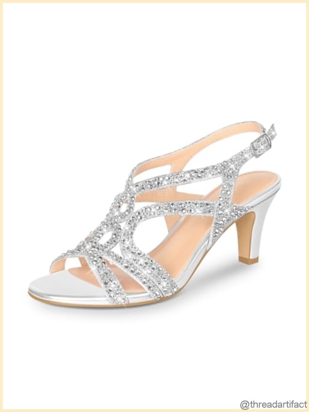 Women's Rhinestone Slingback High Heel Sandals Open Toe Dress Pumps
